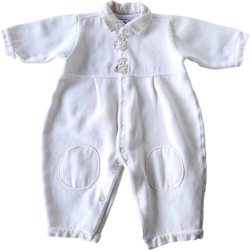 Vintage Lullaby Club Full Jumpsuit Tan|White Teddy Bear Baby Boys 18-24 Months